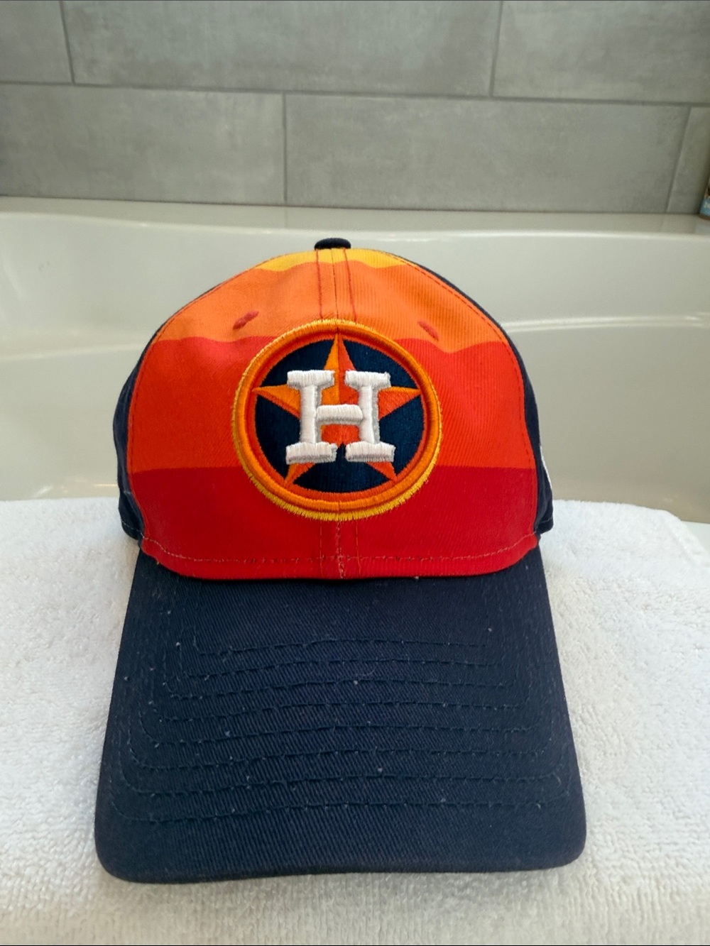 Houston Astros Striped Orange & Red Adjustable New Era 9twenty Baseball Cap